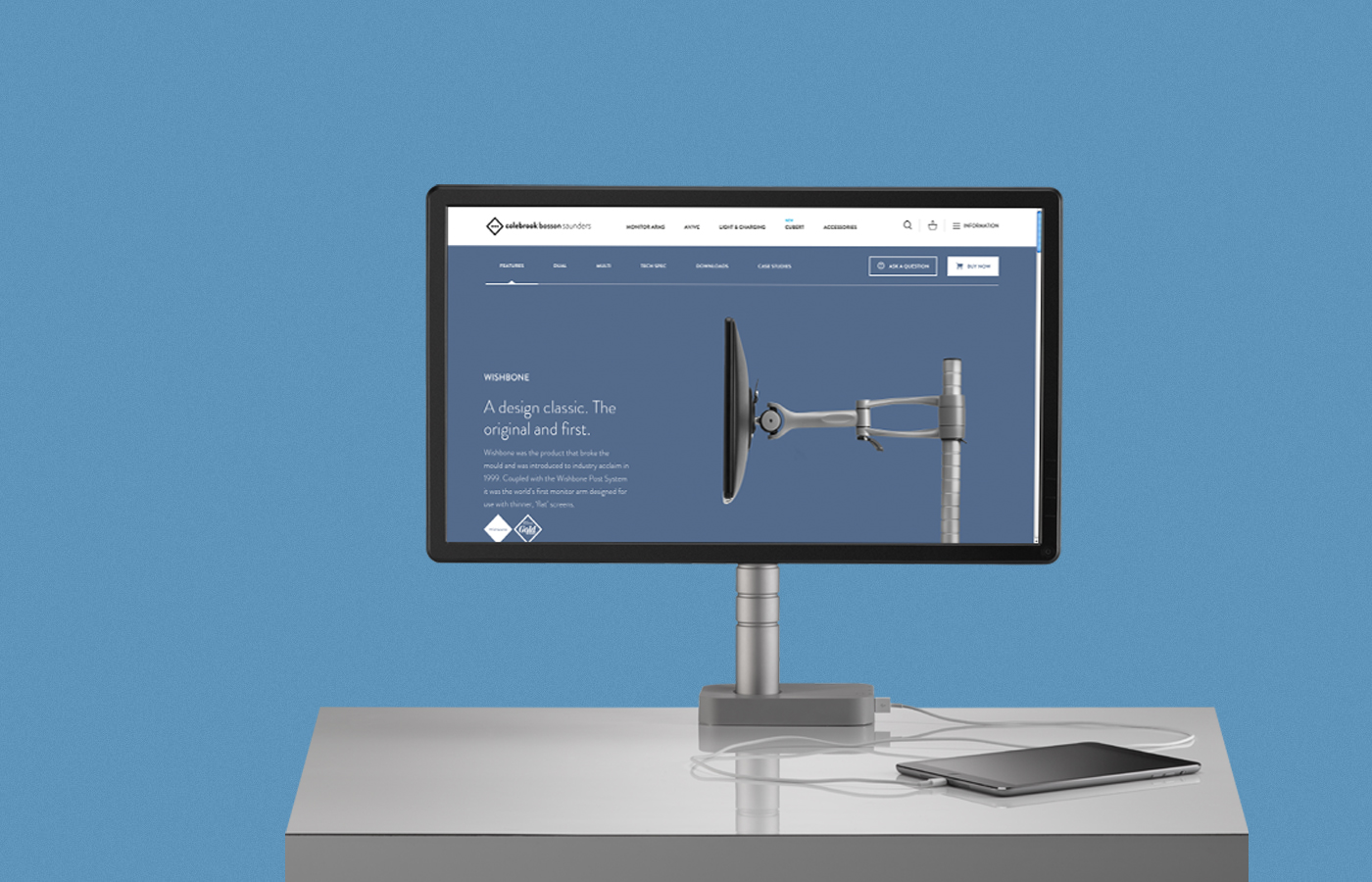 办公辅件|显示器支架|办公家具|华体（中国）家具|Wishbone 台面显示屏（立柱）支架